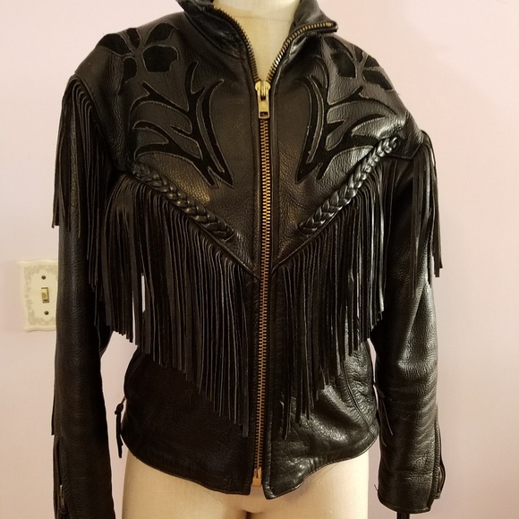 Leather Fringe HOT LEATHERS biker jacket M - Picture 3 of 7